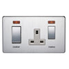 Crabtree Platinum 7521/3SC 45A DP Switch + Socket Satin with Neon Chrome