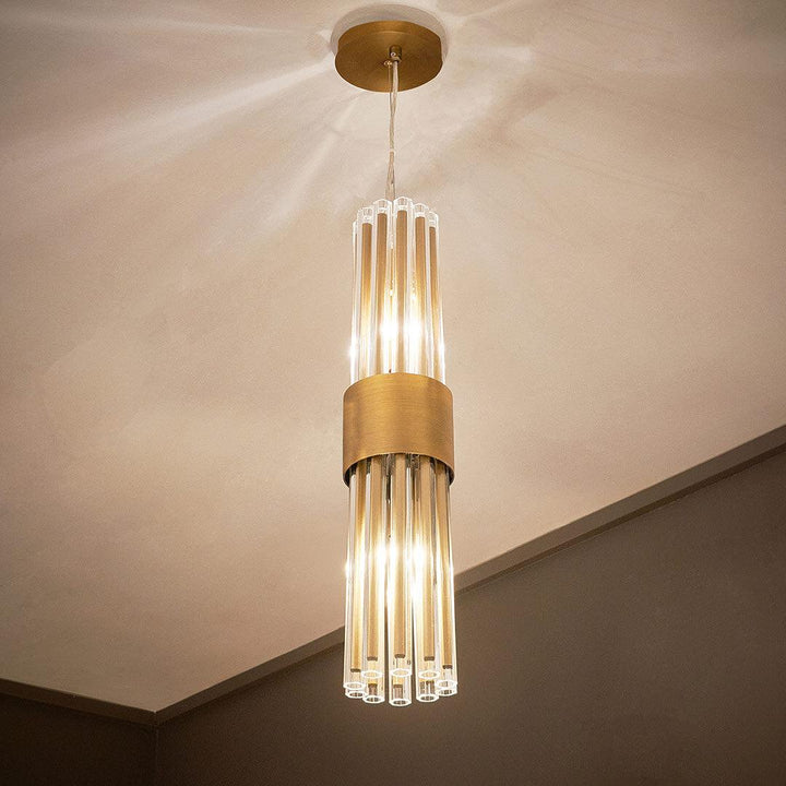 RV Astley Column Antique Brass Single Pendant