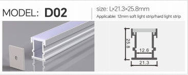 D02 Surface Ceiling/Wall LED Aluminum Profile (21.3X25.8)