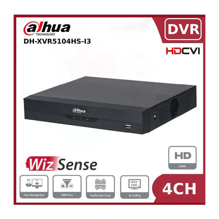 Dahua 4 Channels 5MP 1U 1HDD WizSense DVR (DH-XVR5104HS-I3)