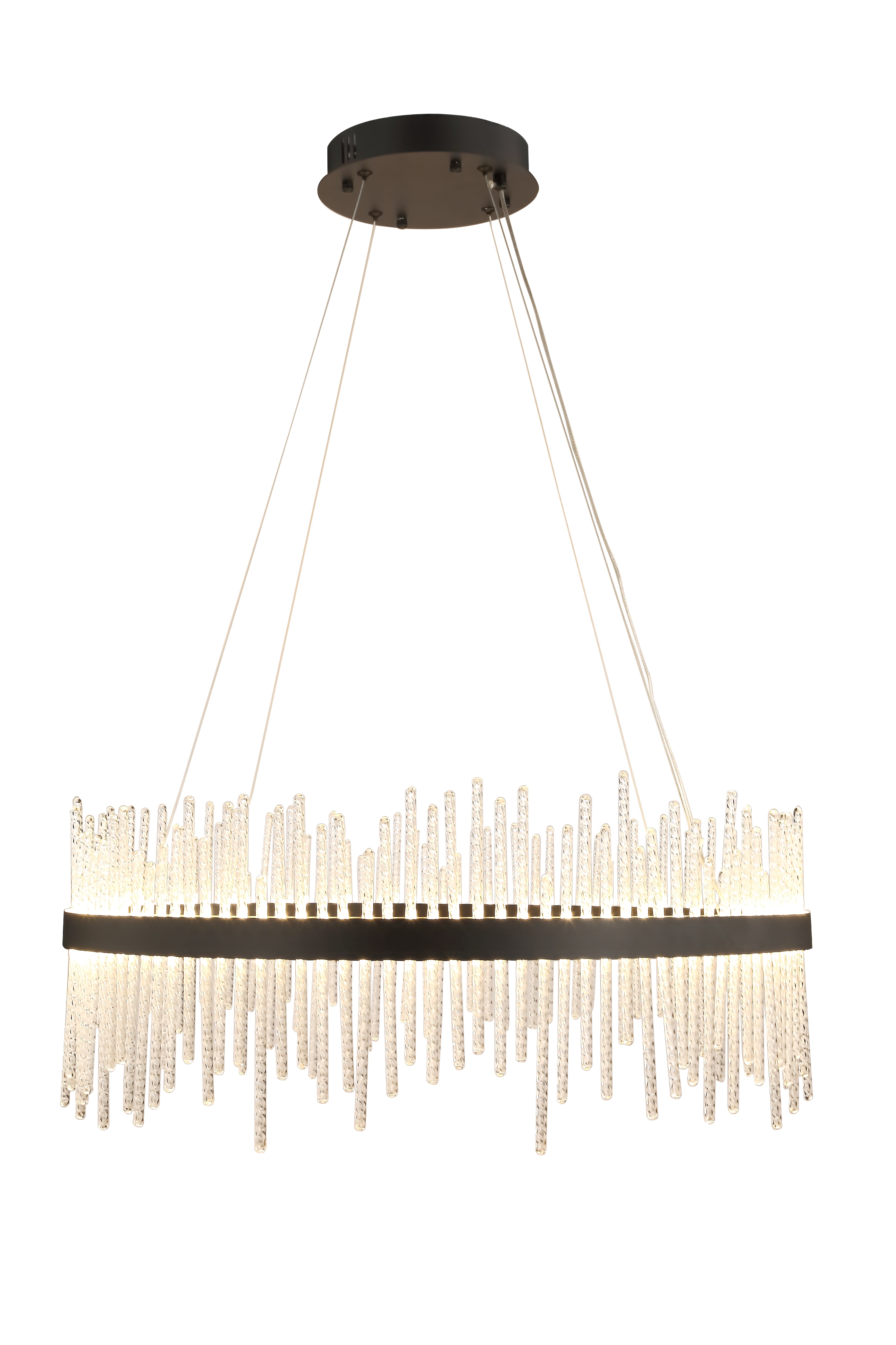 Florence Black Glass Rod Round Chandelier - LED