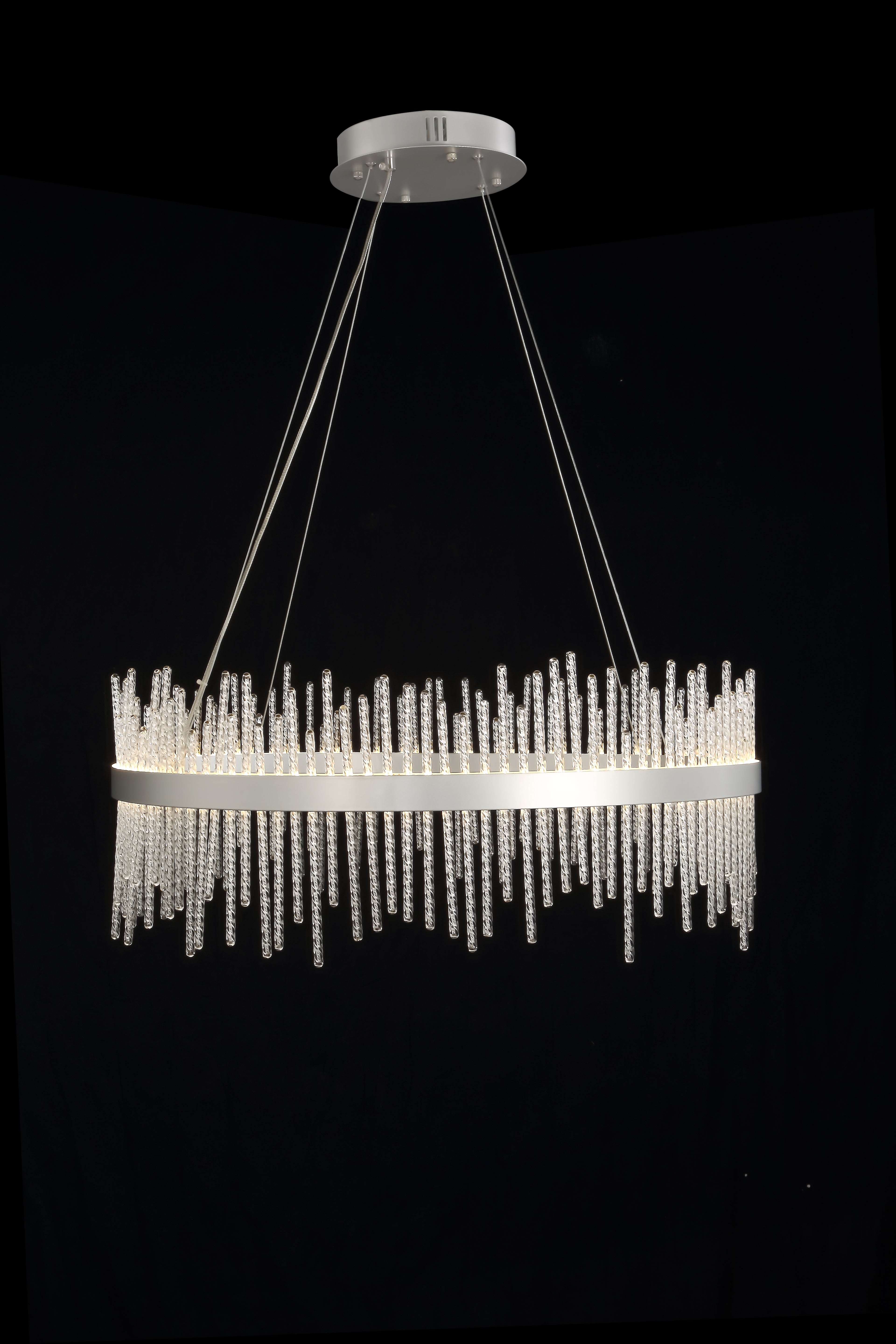 Florence Silver Glass Rod Round Chandelier - LED