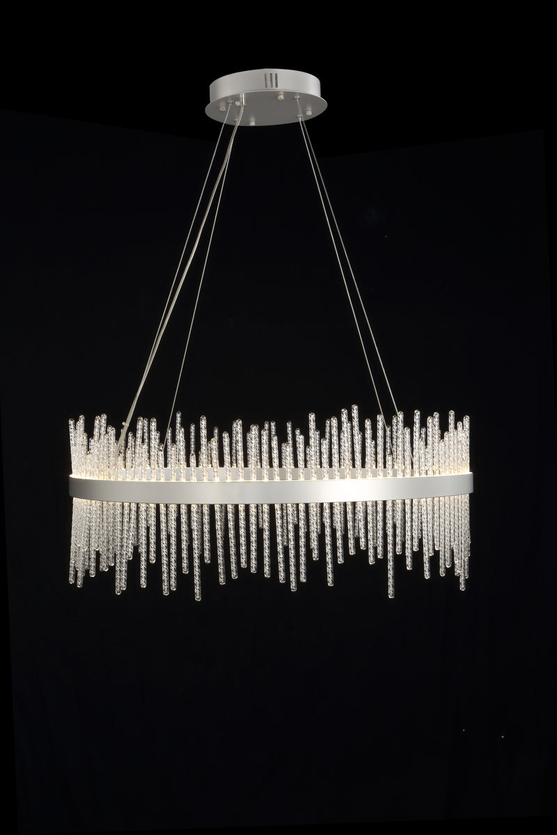 Florence Silver Glass Rod Round Chandelier - LED