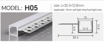 H05 Plaster Recessed Ceiling LED Aluminum Profile (35.45X13X9X15.4)