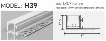 H39 Tile-In Recessed Ceiling/Wall LED Aluminum Profile (37X17.5X12.5)