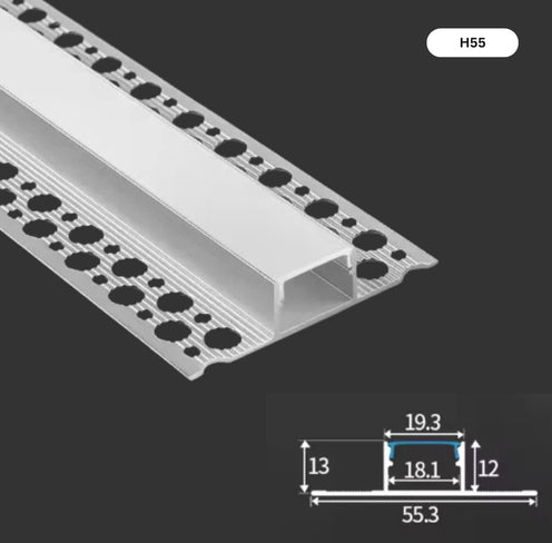 H55 Tile-In Recessed Ceiling/Wall LED Aluminum Profile (19.3X13X12)