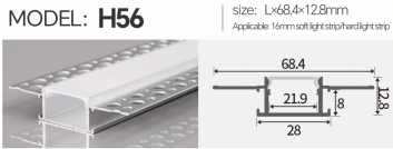 H56 Plaster Recessed Ceiling LED Aluminum Profile (68.4X12.8X8)