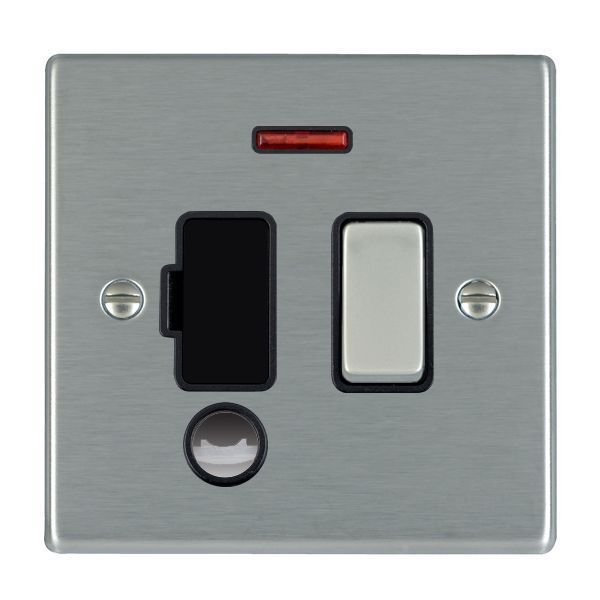 Hamilton 74SPNCSS-B 13A Switched Spur + Neon Flex Outlet, Satin Steel & Black
