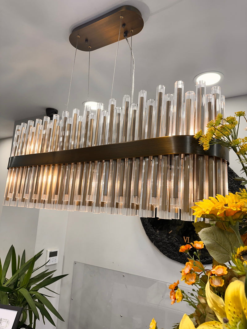 Colmar 100cm Linear Antique Brass Chandelier - 50382
