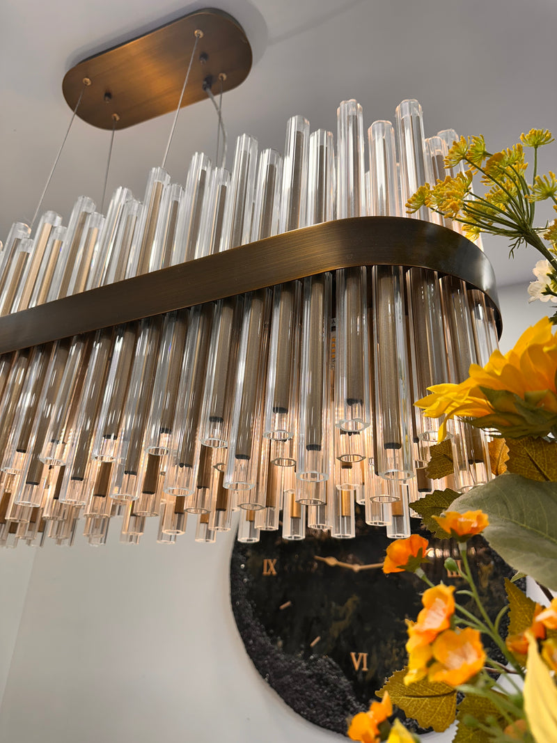 Colmar 100cm Linear Antique Brass Chandelier - 50382