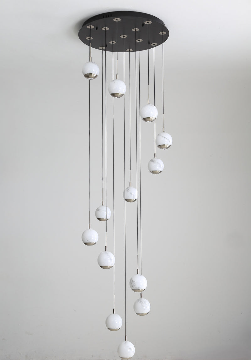 Luna 24 Light LED Glass Stairwell Light - Matt Silver & Black