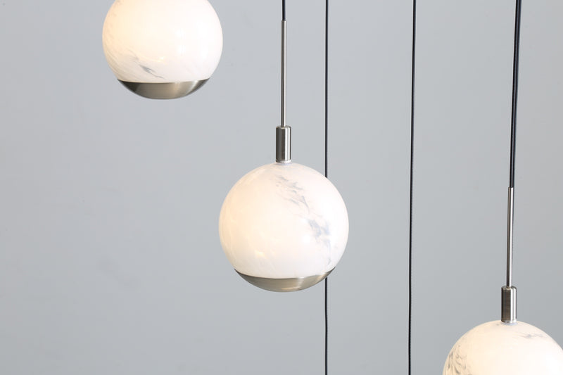 Luna 13 Light LED Glass Stairwell Light - Matt Silver & Black