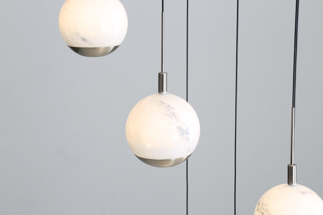 Luna 13 Light LED Glass Stairwell Light - Matt Silver & Black