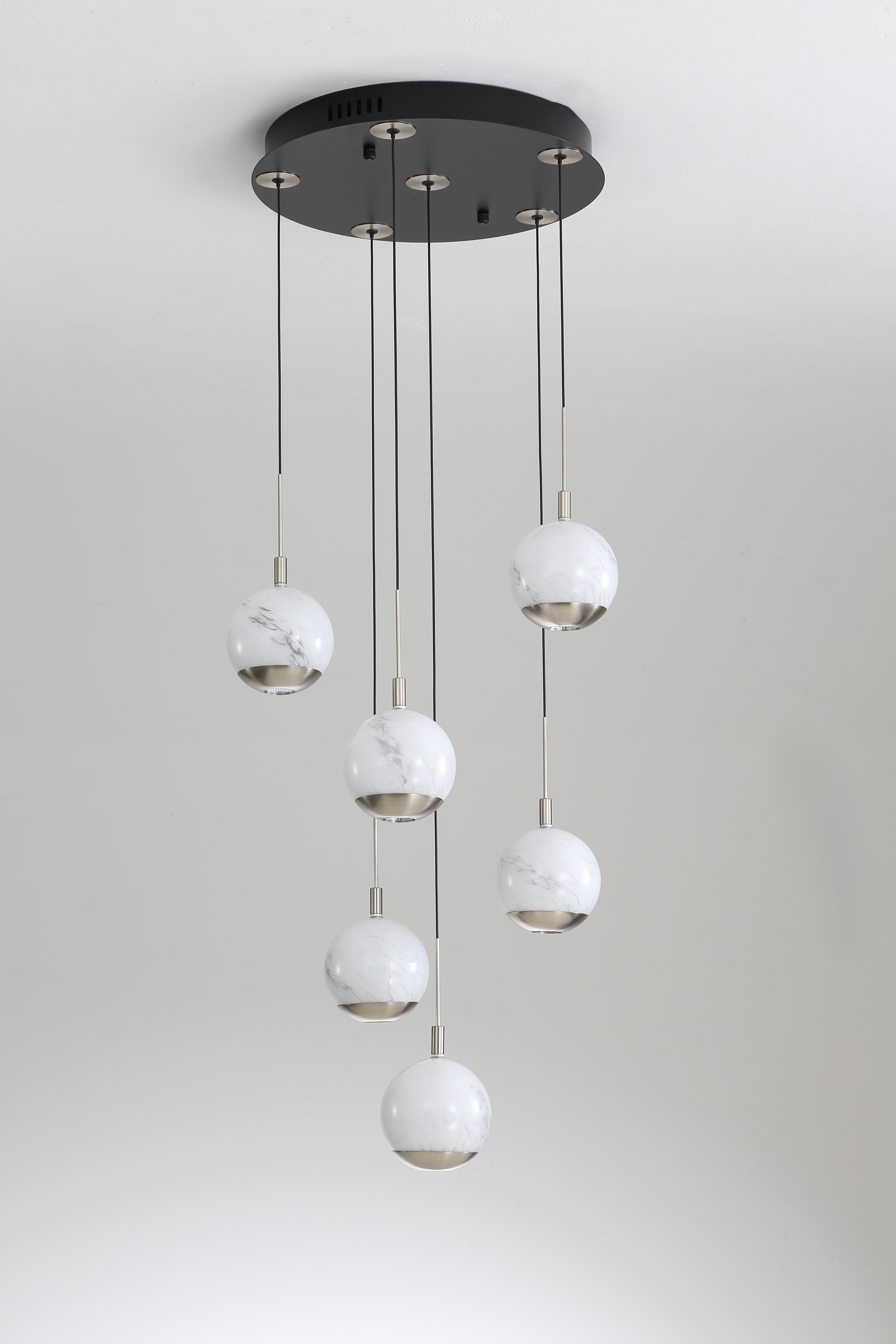 Luna 6 Light LED Glass Stairwell Light - Matt Silver & Black