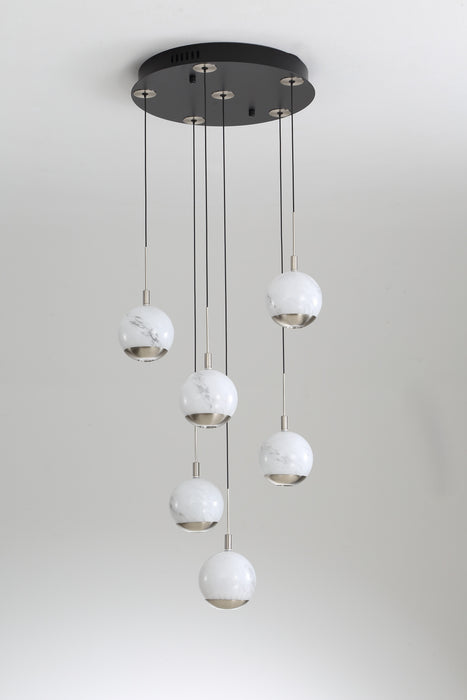 Luna 6 Light LED Glass Stairwell Light - Matt Silver & Black