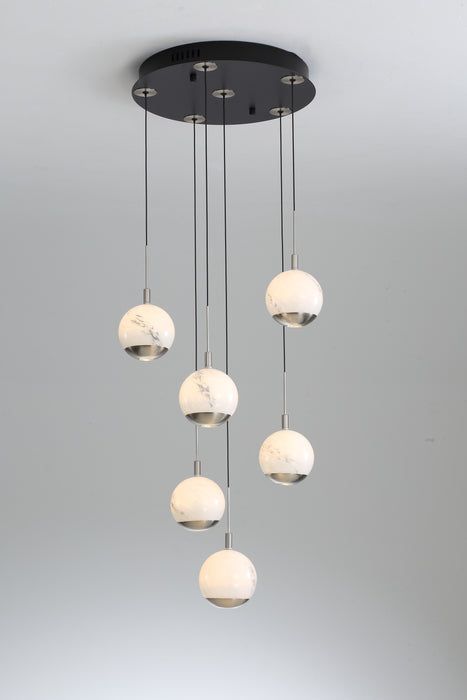 Luna 6 Light LED Glass Stairwell Light - Matt Silver & Black