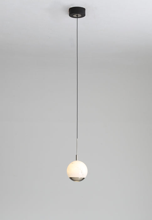 Luna Single LED Glass Pendant - Matt Silver & Black