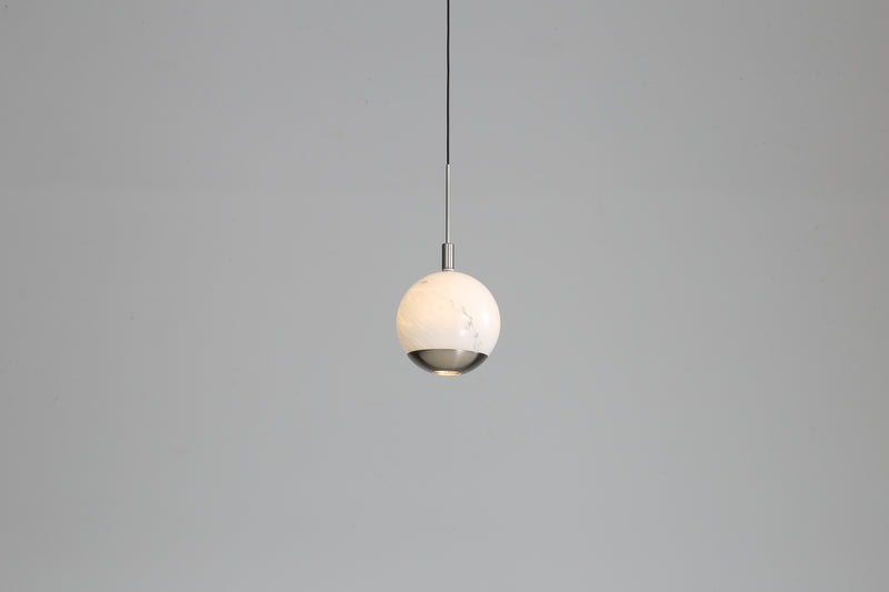 Luna Single LED Glass Pendant - Matt Silver & Black