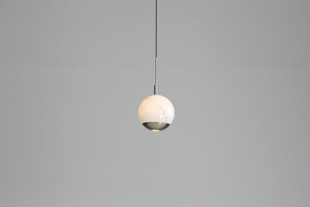Luna Single LED Glass Pendant - Matt Silver & Black