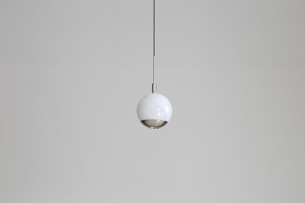 Luna Single LED Glass Pendant - Matt Silver & Black