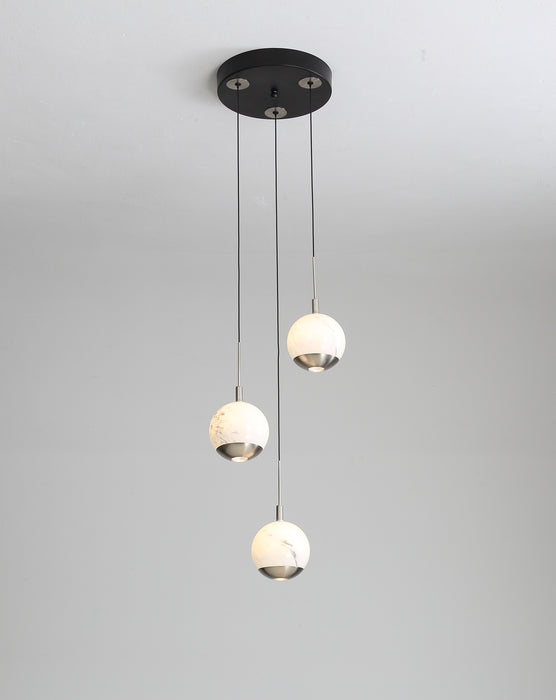 Luna 3 silver  Light LED Glass Stairwell Light - Matt Silver & Black