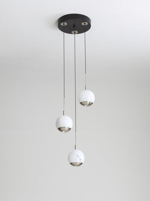 Luna 3 silver  Light LED Glass Stairwell Light - Matt Silver & Black