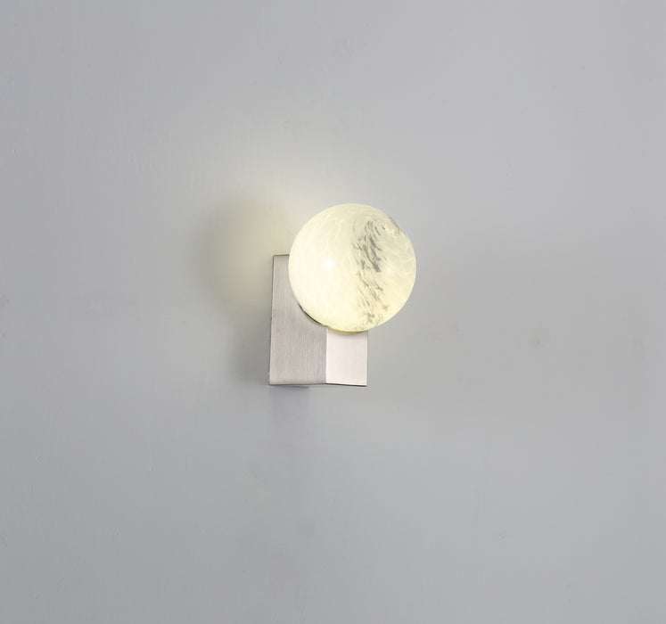 Luna Sphere Glass Wall Light - Matt Silver