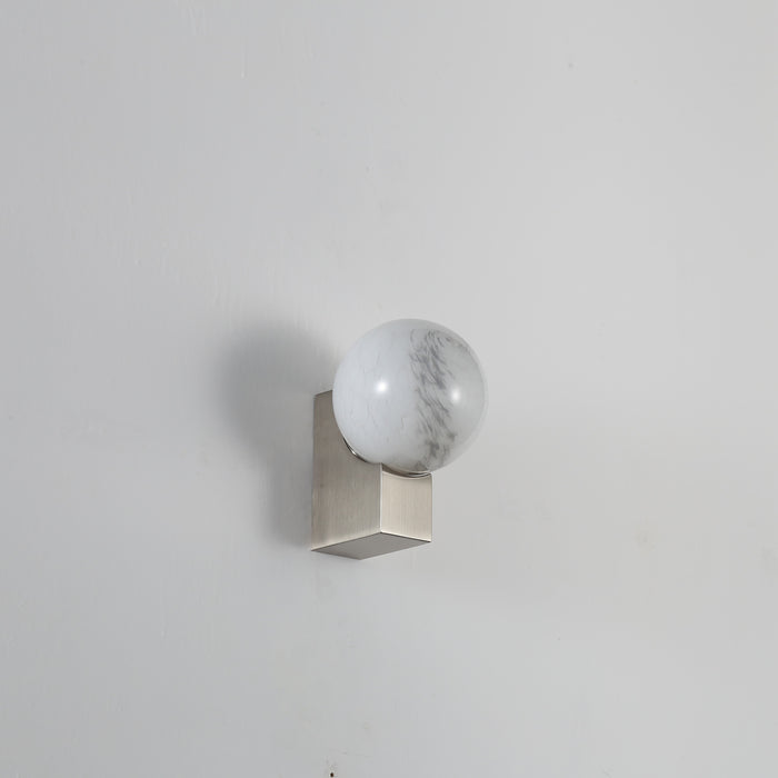Luna Sphere Glass Wall Light - Matt Silver