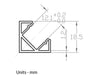 J1919C corner LED aluminium profile cross-section and 19 × 19 mm dimensions