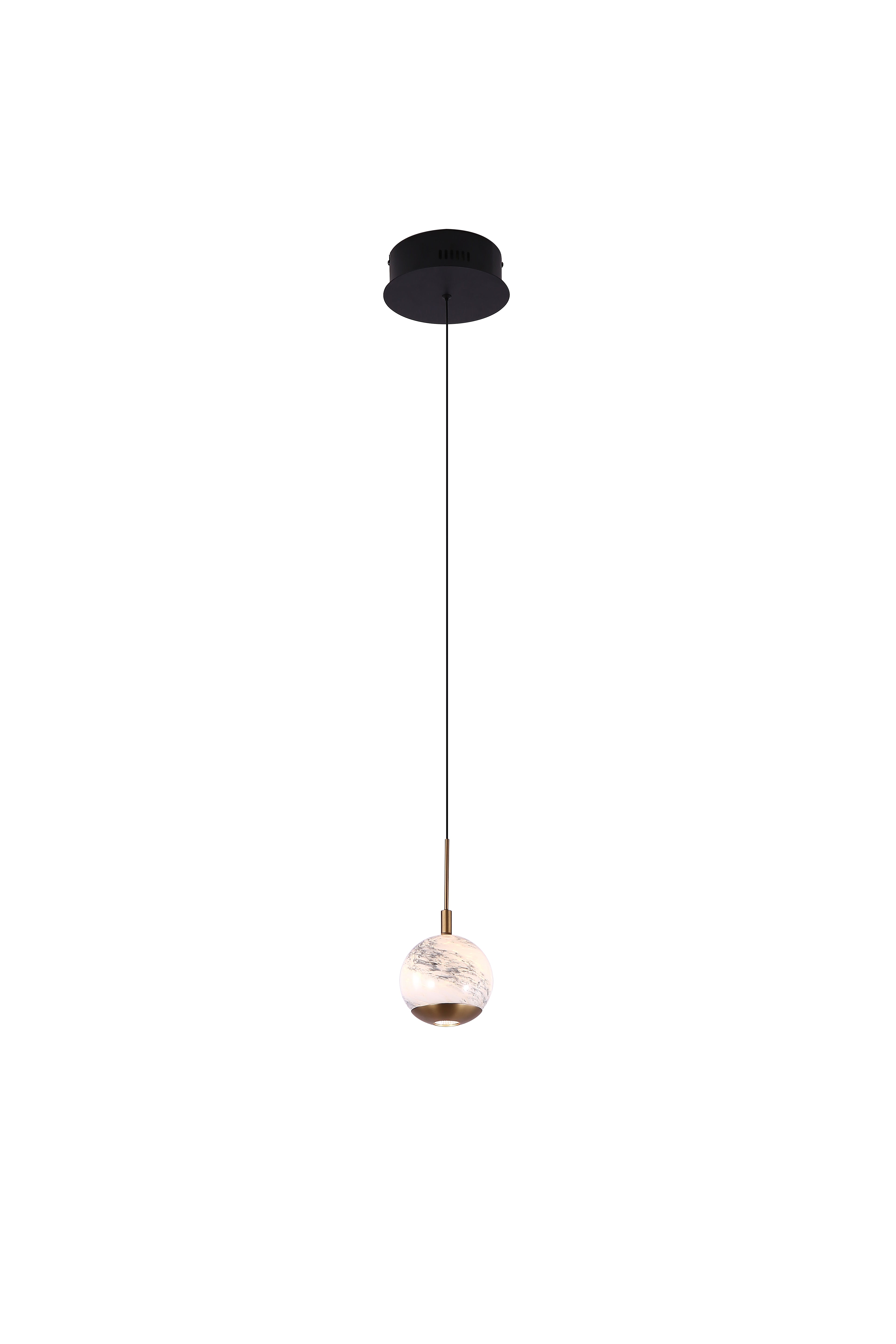 Luna Single LED Glass Pendant - Matt Gold & Black