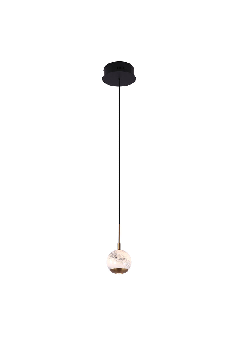 Luna Single LED Glass Pendant - Matt Gold & Black