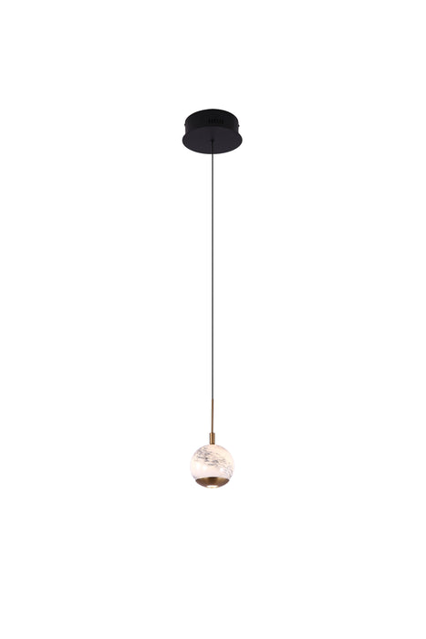 Luna Single LED Glass Pendant - Matt Gold & Black