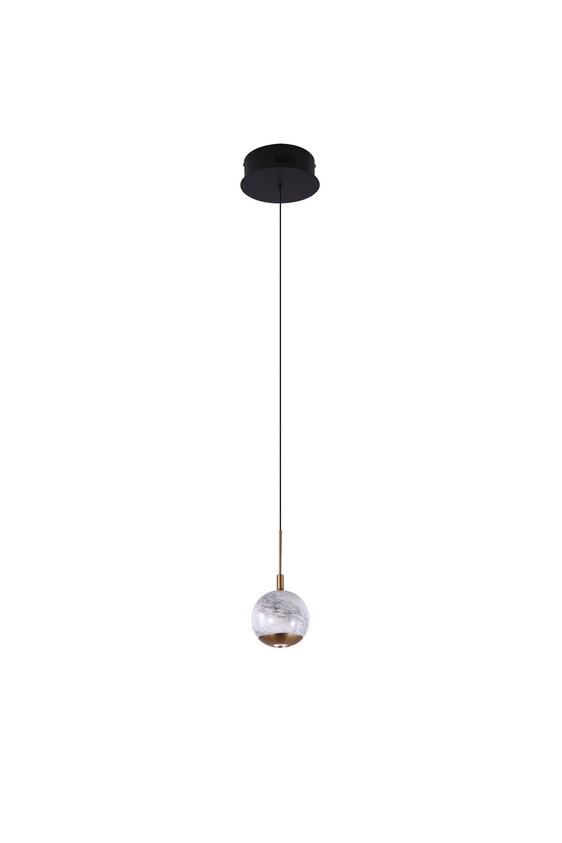 Luna Single LED Glass Pendant - Matt Gold & Black