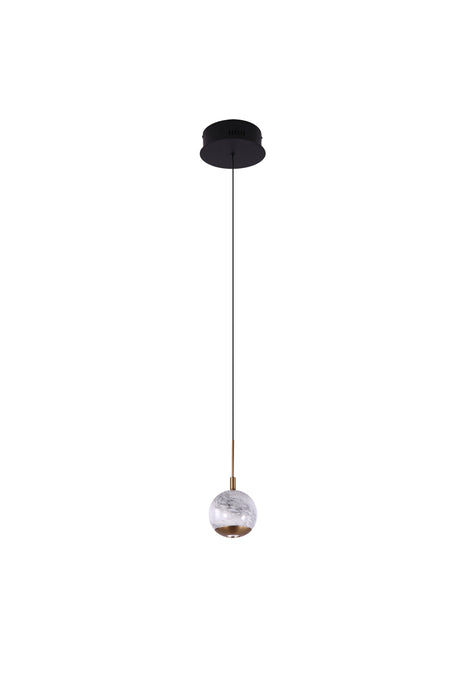 Luna Single LED Glass Pendant - Matt Gold & Black