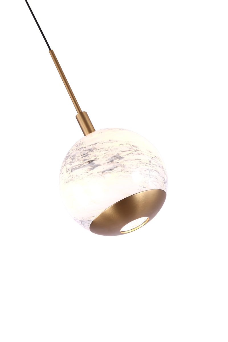 Luna Single LED Glass Pendant - Matt Gold & Black