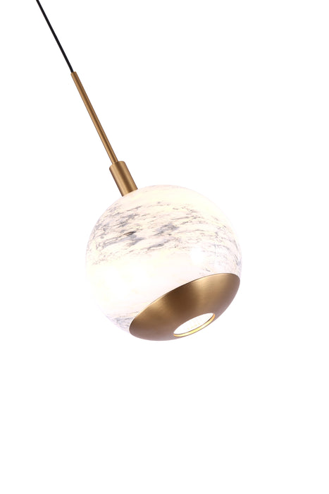 Luna Single LED Glass Pendant - Matt Gold & Black