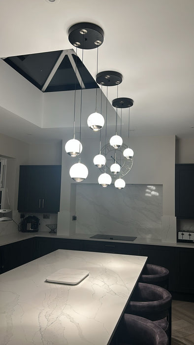 Luna 3 silver  Light LED Glass Stairwell Light - Matt Silver & Black