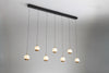 Luna 7 Light LED Glass 150cm Bar Pendant - Matt Gold & Black