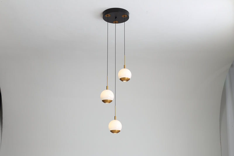 Luna 3 Gold Light LED Glass Stairwell Light - Matt Gold & Black