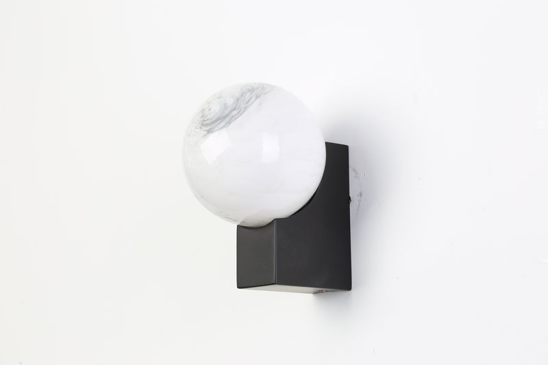 Luna Sphere Glass Wall Light - Black