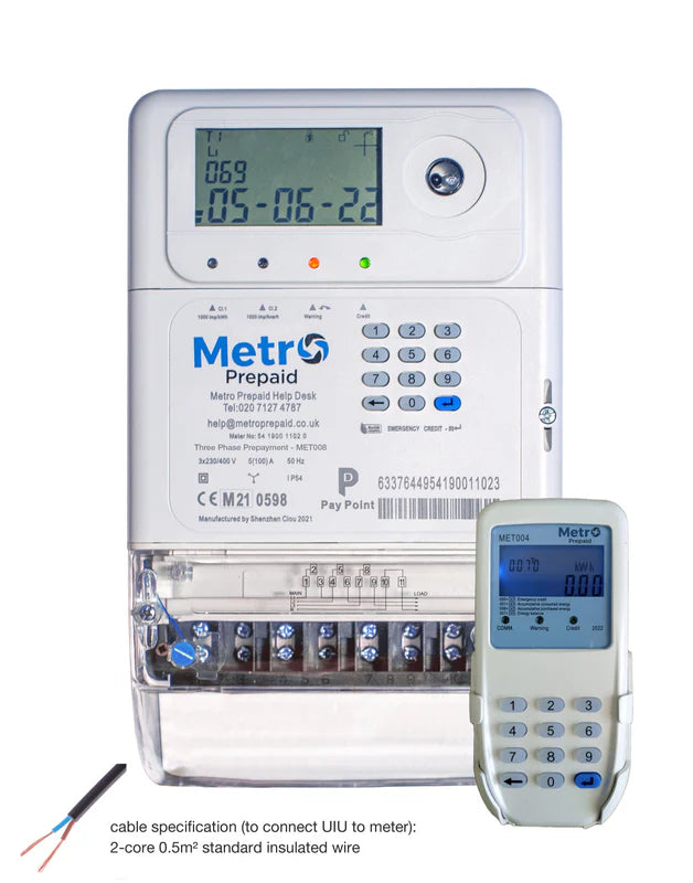 Metro MET008 Three Phase Prepay Meter with Wired Keypad