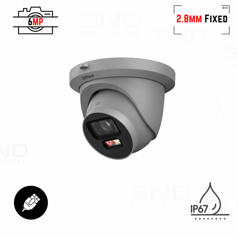 Dahua DH-IPC-HDW2649TM-S-T-PV-G 6MP TiOC Lite Fixed-focal Eyeball WizSense Network Camera (Grey)