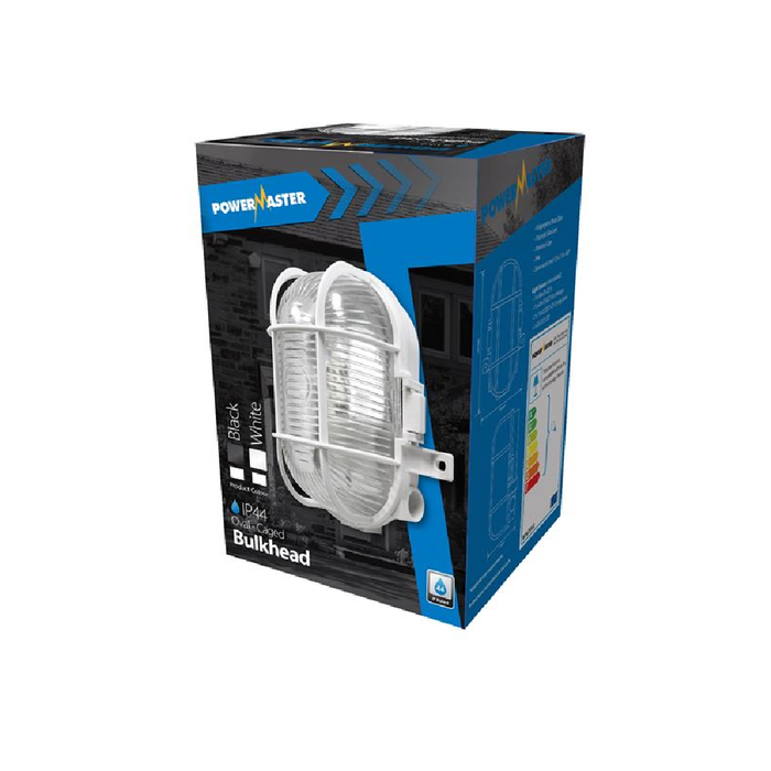 Powermaster S5880 60W IP44 Oval Bulkhead - White/Black