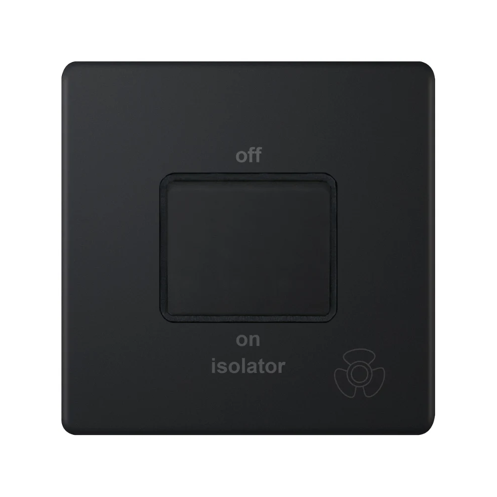 Hilton 10 Amp 3 Pole Fan Isolator Switch – Matt Black with Black Insert