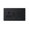 Hilton 45 Amp Cooker Unit with 13 Amp Switched Socket & LED Neons – Matt Black with Black Insert