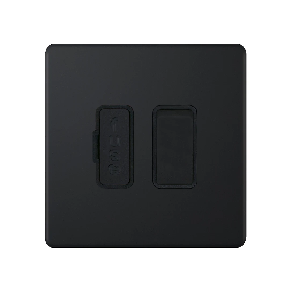 Hilton 13 Amp DP Switched Fused Connection Unit – Matt Black with Black Insert
