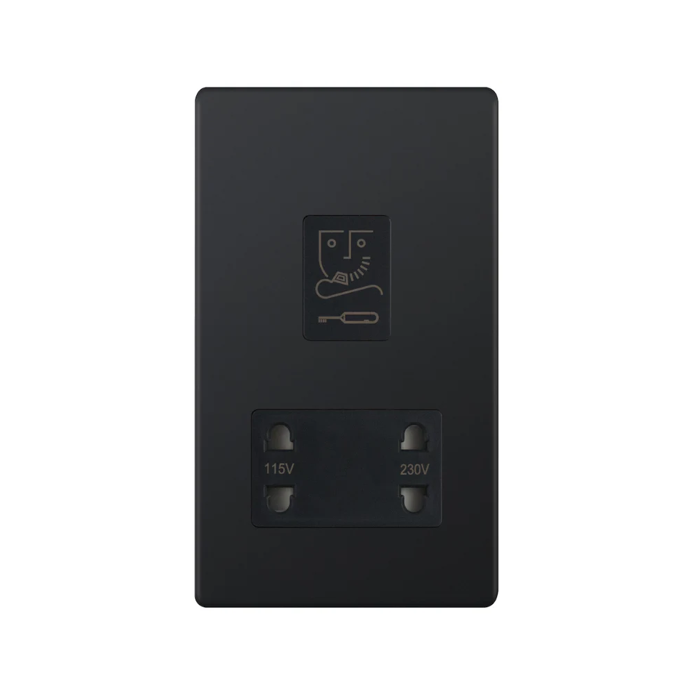Hilton Dual Voltage Shaver Socket 115V & 230V – Matt Black with Black Insert