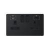Hilton 2 Gang 13 Amp Switched Socket Outlet with USB Type-A (2.4A) & USB Type-C (3A) – Matt Black with Black Insert