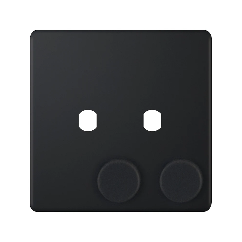 Hilton 2 Gang Empty Dimmer Plate with Knobs – Matt Black