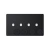Hilton 4 Gang Screwless Empty Dimmer Plate with Knobs — Matt Black